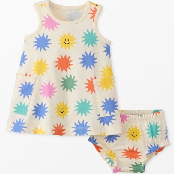 NWOT Hanna Andersson Baby Print Tunic Dress & Bike Shorts Set 0-3M - Picture 1 of 3